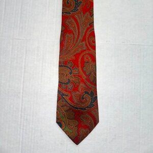 Smithsonian Paisley Silk Tie Made in Italy Red, Blue, Gold, and Green‎